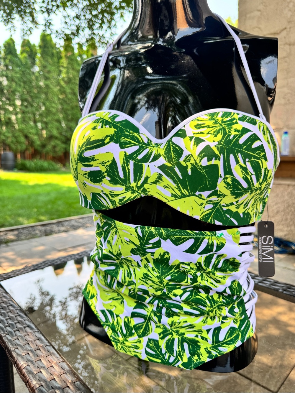 Green Tropical Print 2 -Piece Swimsuit